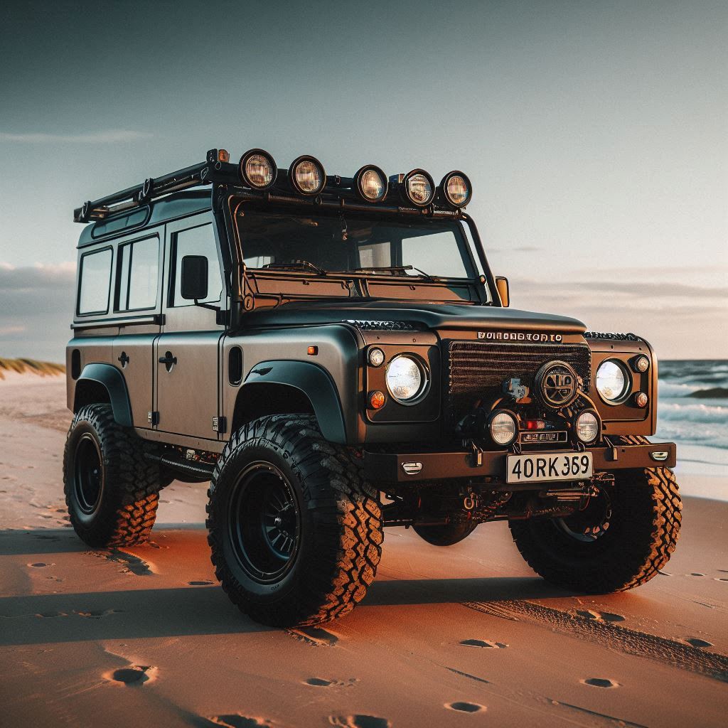 Landrover restomod on the beach